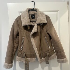 Zara Tan Shearling Coat
